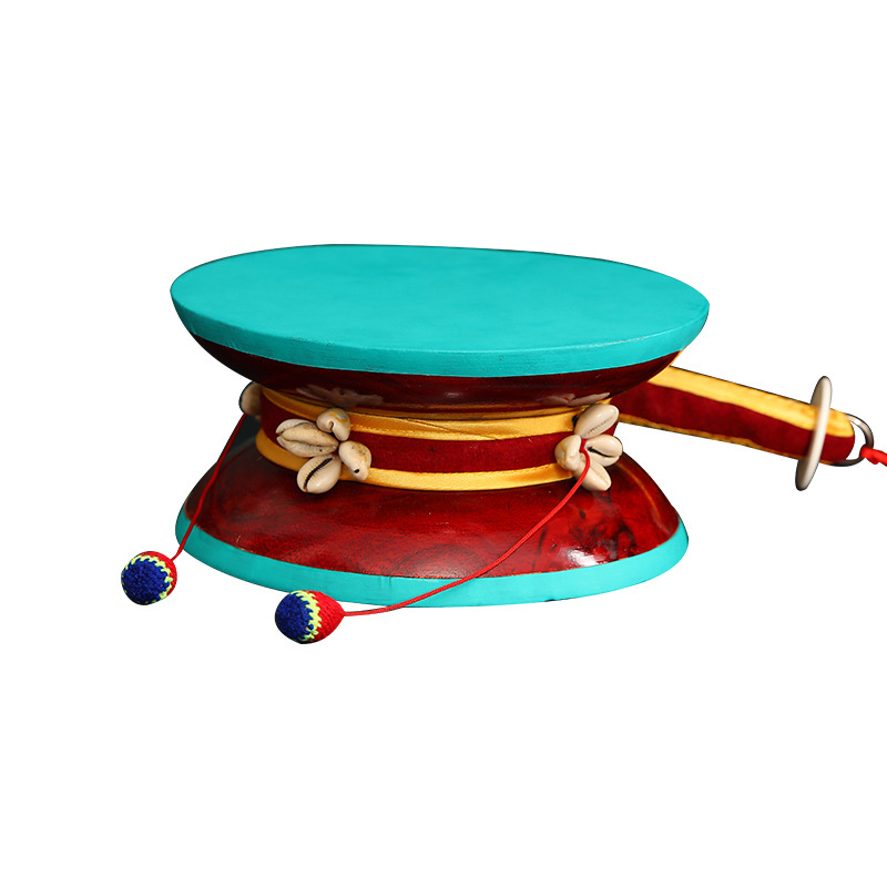 Nepalese Handmade Xizang Mulberry Wood Large Round Drum Niche Musical Instrument Hand Drum Desktop Ornaments with Crisp Sound and Optional Colors