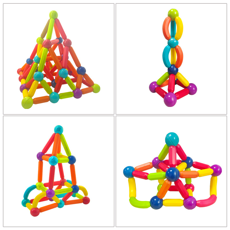 Manufacturer Foreign Trade Supply Magnetic Stick Piece Toy Baby Intelligence Puzzle Children's Educational Building Blocks Assembly Strong Magnetic Magnet Hair