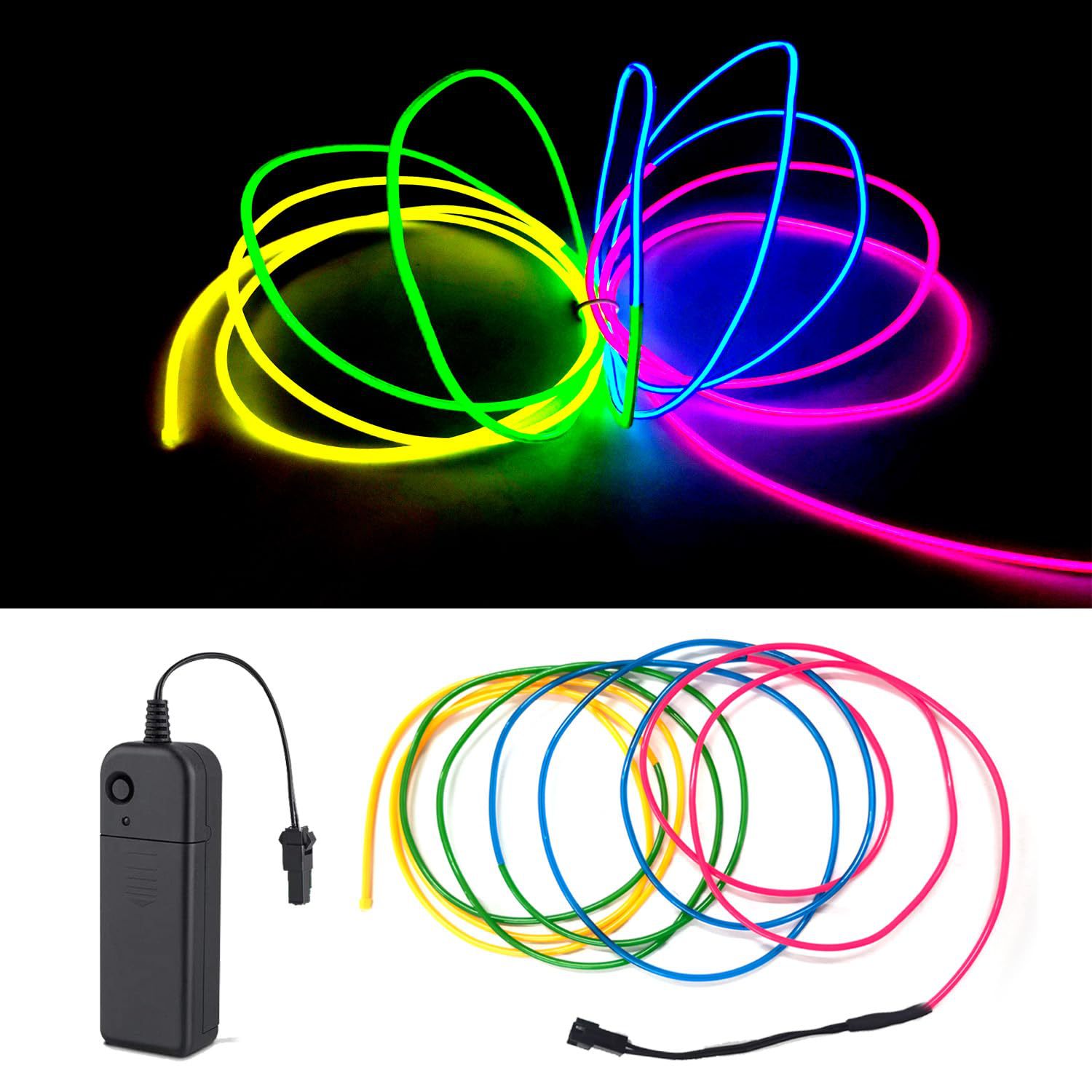 9.9 футов / 3м длинный многоцветный светящийся провод 3V с батарейным блоком холодного света для очков и одежды, подходит для вечеринок