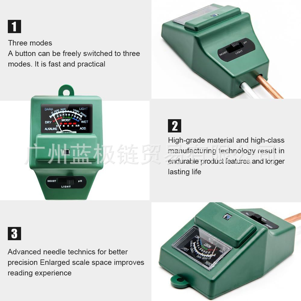 Cross-Border New Product Soil Moisture/Light/Ph Testing Gardening Instrument Soil Moisture Meter Measurement