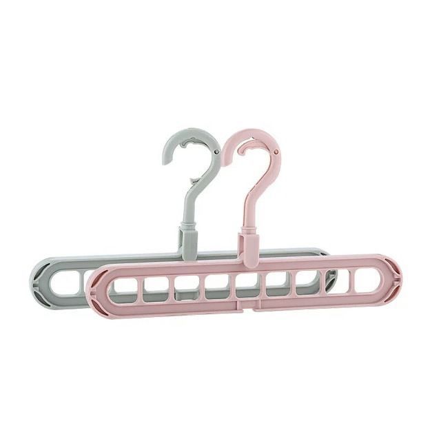 Multi-functional nine-hole hanger household storage clothes support wardrobe Internet celebrity folding shrink magic rotating 9-hole hanger