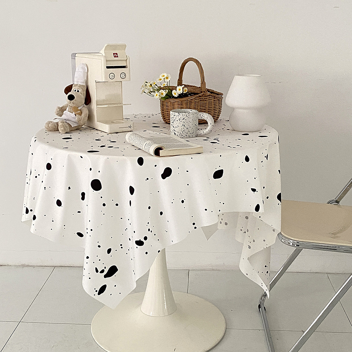 Black and white contrast color splash ink door curtain tablecloth curtain background cloth student desk inkjet retro creative home soft outfit