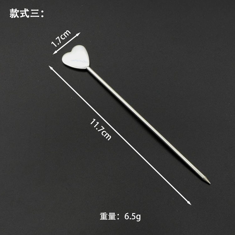 304 stainless steel fruit needle cocktail decoration poker fruit stick cocktail steel stick jewelry needle bar tool