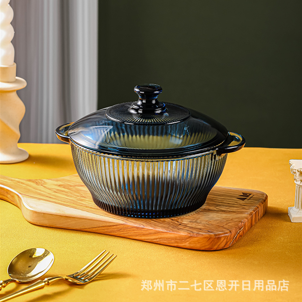 Leweishi Ink Blue Crystal Diamond Pot Large Capacity Soup Pot Creative Light Luxury Glass Pot Opening Event Welfare Gift Wholesale