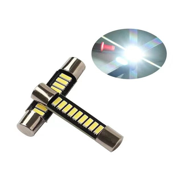Car LED reading light T6 4014 9SMD 29MM 31MM flat head double pointed B6 roof light makeup mirror light