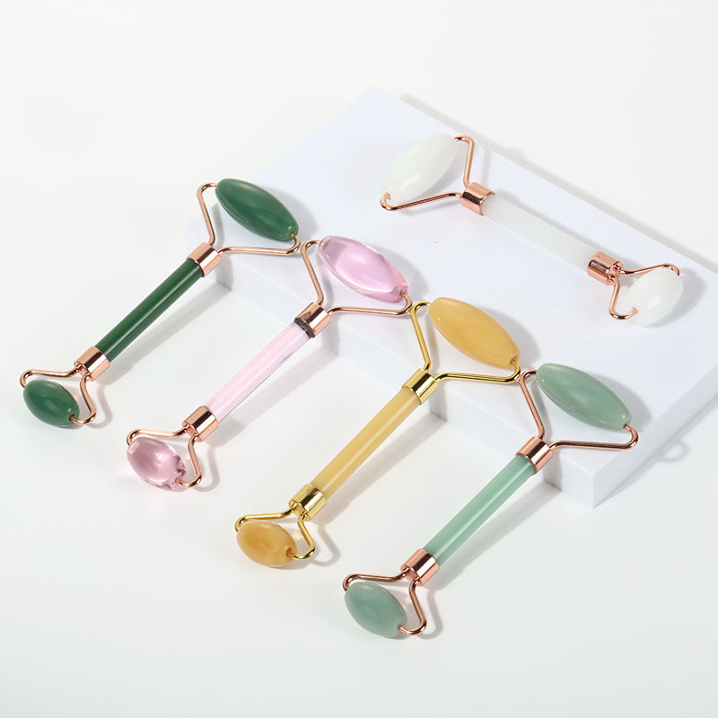 Jade Roller facial massage suit double-headed metal manual beauty facial relaxing device face pushing appliance wholesale