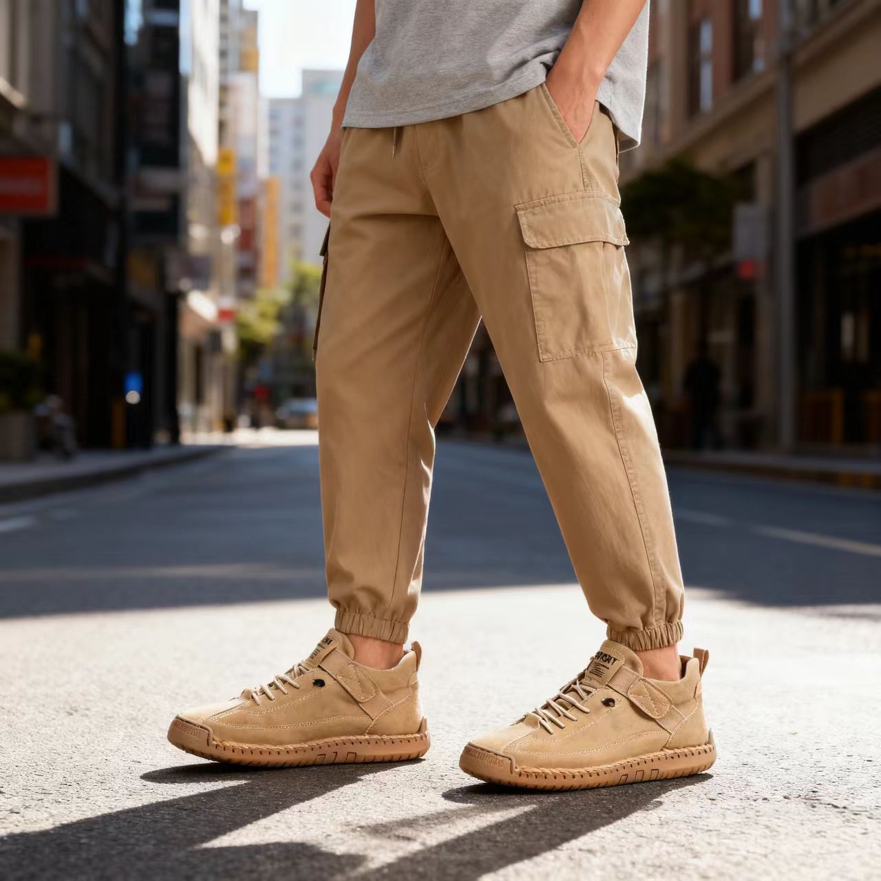 Amazon's Hot-Selling 2024 Cross-Border Large-Size Men's Shoes, Mid-Top Leather Boots, Women's Casual Shoes, Work Boots, Stitched Couple's Short Boots