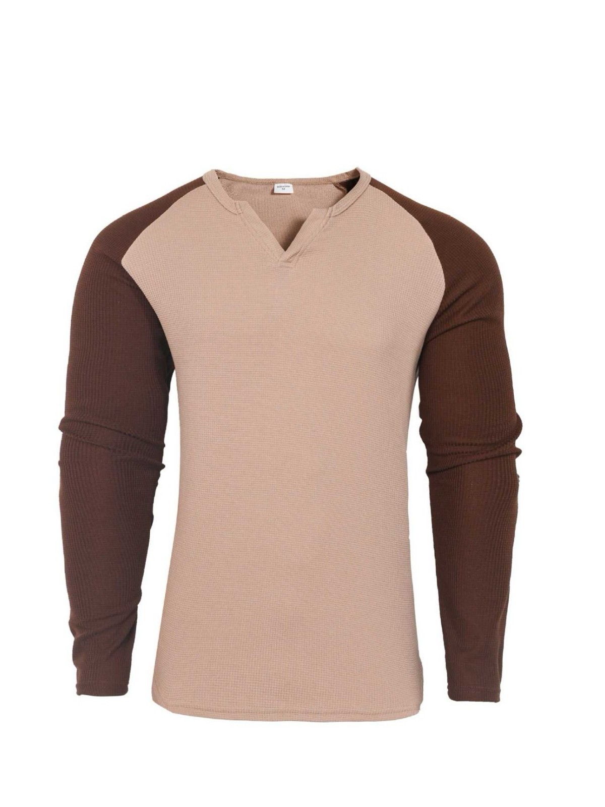 Foreign Trade New Trendy Sports Casual Outdoor Solid Color Waffle Slim Fit Base Shirt Raglan Top for Men