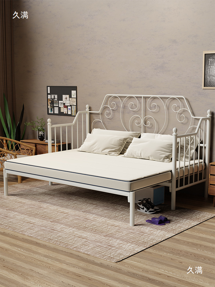 New Adjustable Wrought Iron Sofa Bed, Daybed, Iron Bed, 1.8m Double Bed, Telescopic, Push-Pull Bed