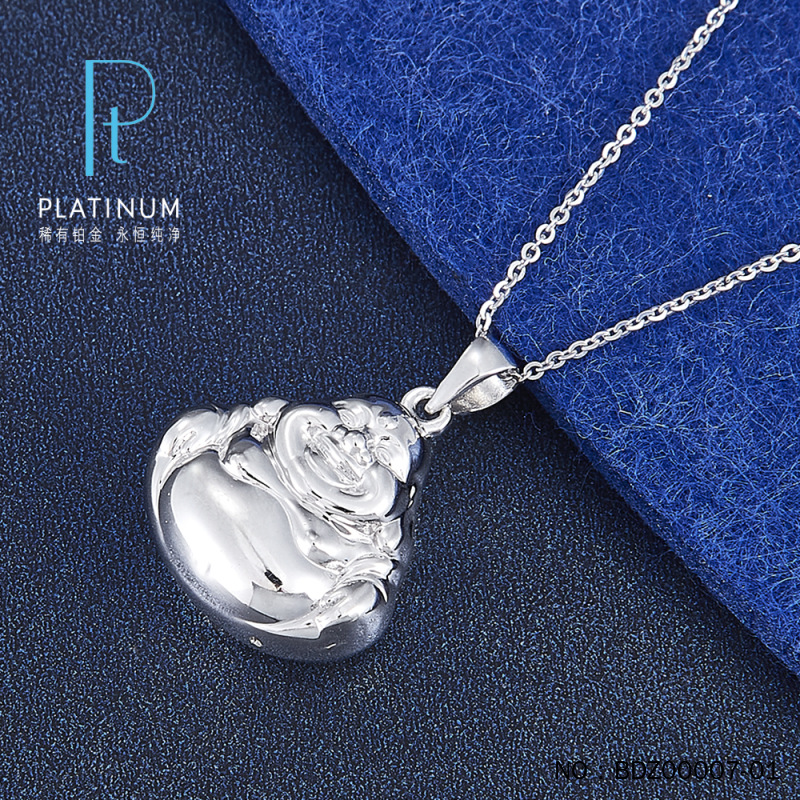 Platinum Pt950 Pendant Platinum Hollow Glossy Double-sided Big Belly Buddha Pendant (not Include Chain) Shenzhen Water Shell