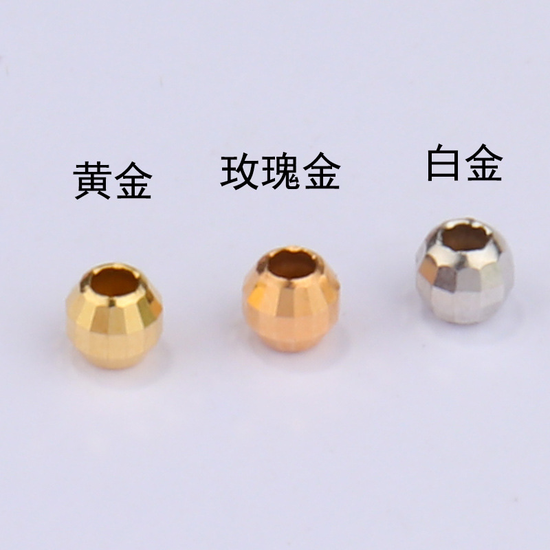 18K Gold Laser Bead Bracelet Necklace Spacer Beads diy Bracelet Accessories Thickened No Deformation Loose Beads Handmade Material