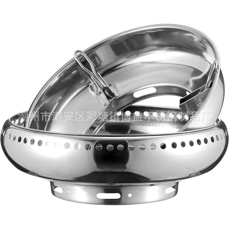 New Stainless Steel Thickened Double-Layer Windproof Cover Household Gas Stove Energy-Saving Cover Anti-Slip Bracket Windproof Stove Shelf