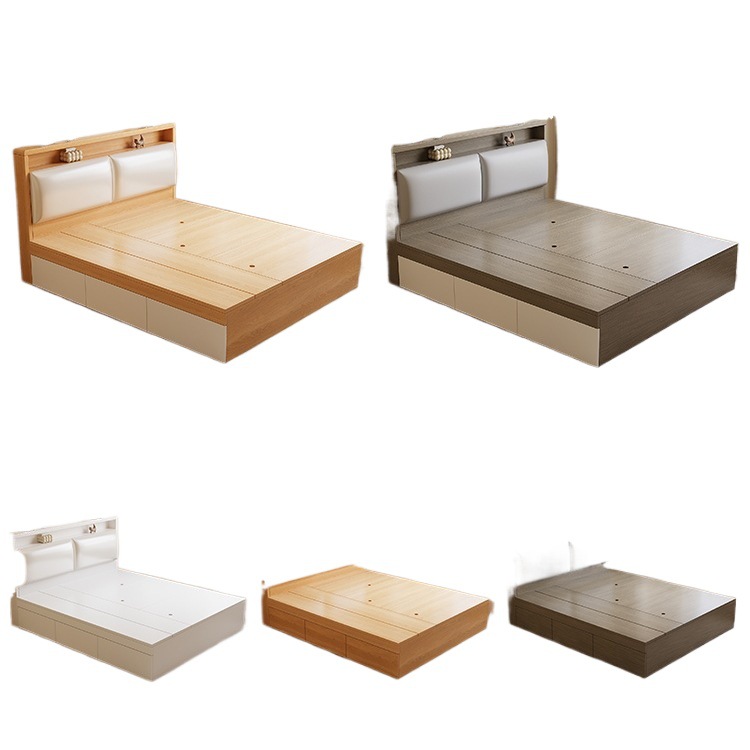 Solid Wood Tatami Customizable Bed Frame Small Apartment Floor Customizable 1.35 Storage Bed Bedroom High Box Single and Double