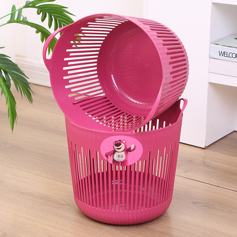 Plastic Portable Hollow Dirty Clothes Basket Storage Basket Thickened Debris Storage Basket Household Bathroom Round Dirty Clothes Basket