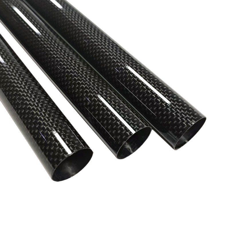 3K Full Carbon Fiber Tube Plain Weave Bright Light Hollow Round Tube Telescopic Tube Processing Design Drone Bracket