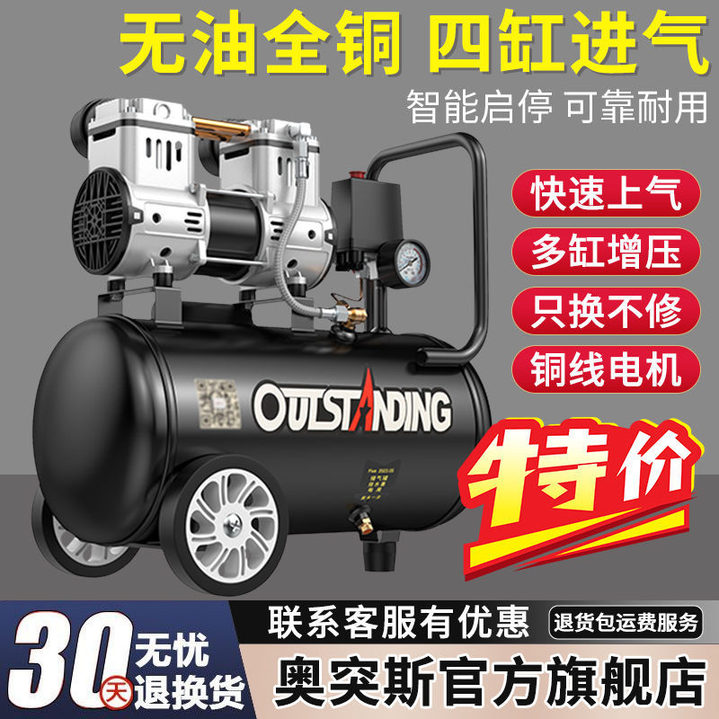 Flagship Store New Oil-Free Silent Air Compressor 220V Industrial Air Compressor Woodworking Inflatable Pump
