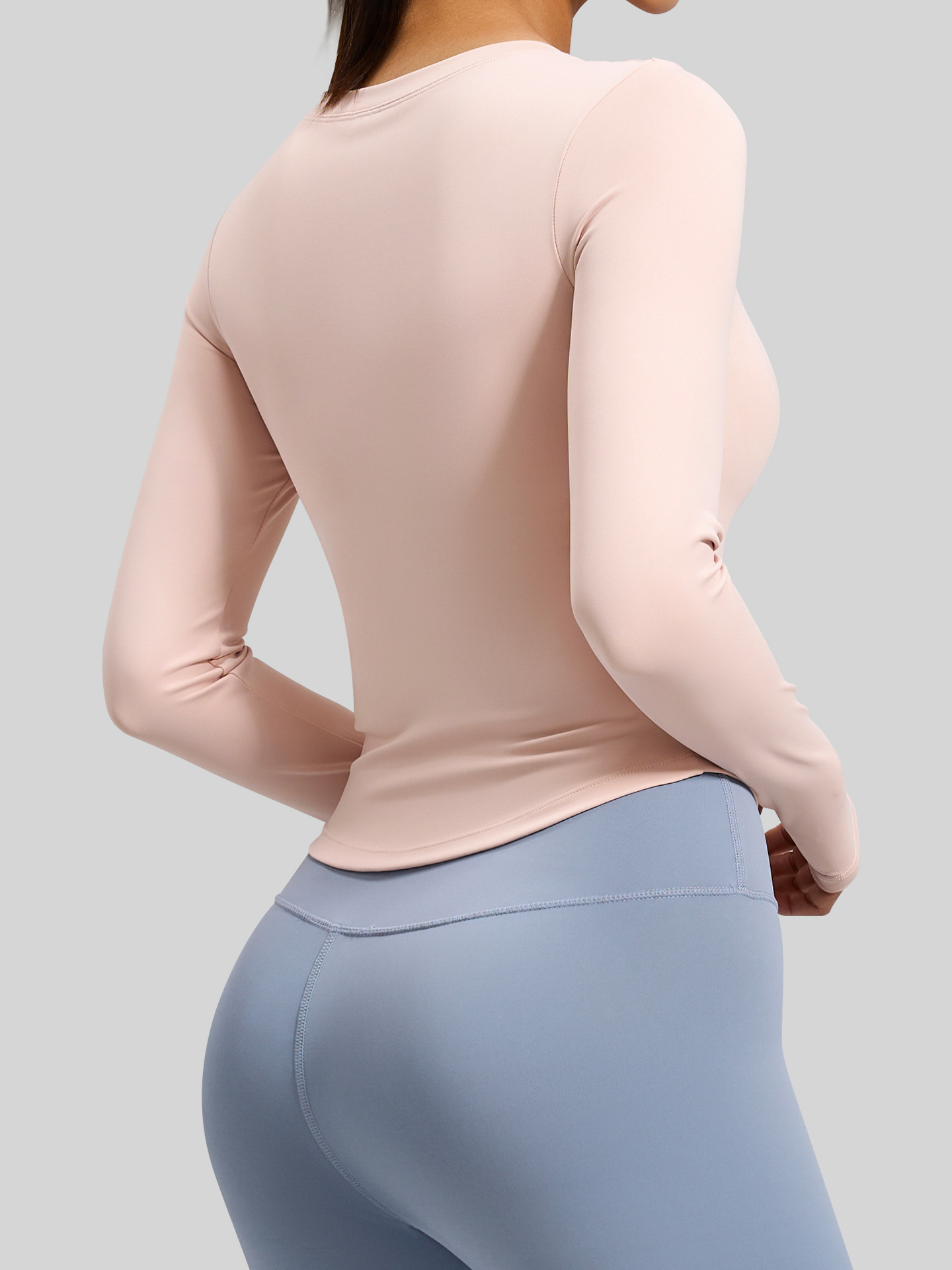 Juyitang New Sports Long Sleeve Naked Tight Slim Running Sports T-shirt Bra-Free Yoga Clothes for Women