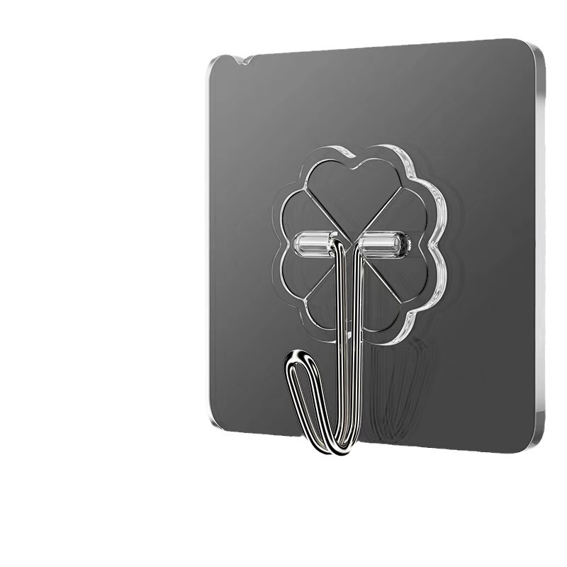 Transparent hook punch-free sticky hook stall wholesale strong seamless hook plastic Creative Bathroom Kitchen hook