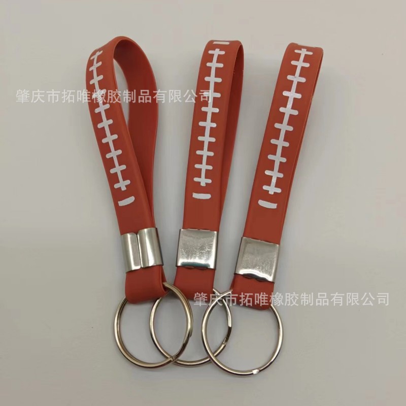 Wholesale Manufacturers Supply Silicone Keychains with Printed and Colored Logo, Adjustable Silicone Wristbands and Key Rings