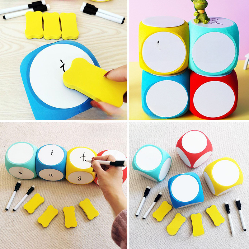 EVA foam dice plus sticker erasable chip letter printing EVA children's toy pattern foam in stock 10cm