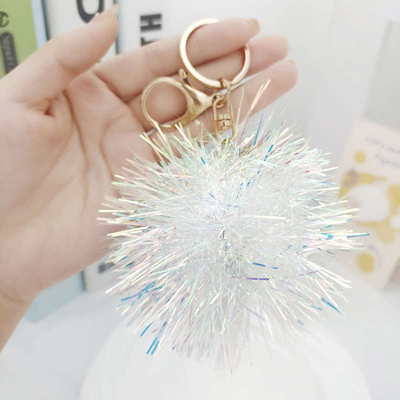 Customized fashion gold and silver onion fur ball Video Girl bag mobile phone pendant key chain processing customization