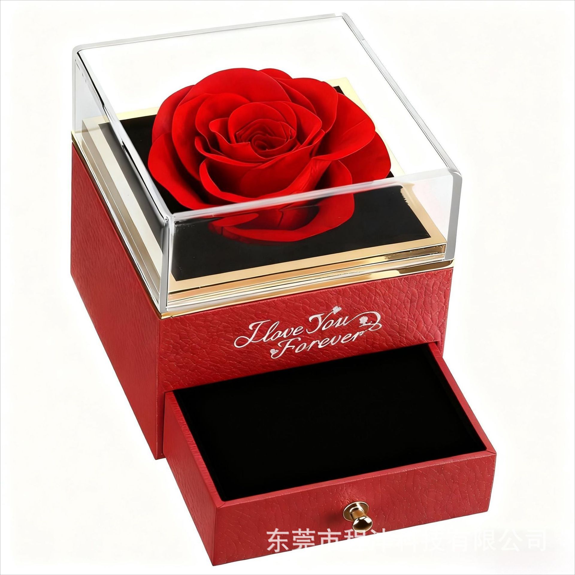 Eternal Rose Real Flower Acrylic Drawer Jewelry Gift Box Necklace Mother's Day/Christmas/Valentine's Day Gift Cross-Border