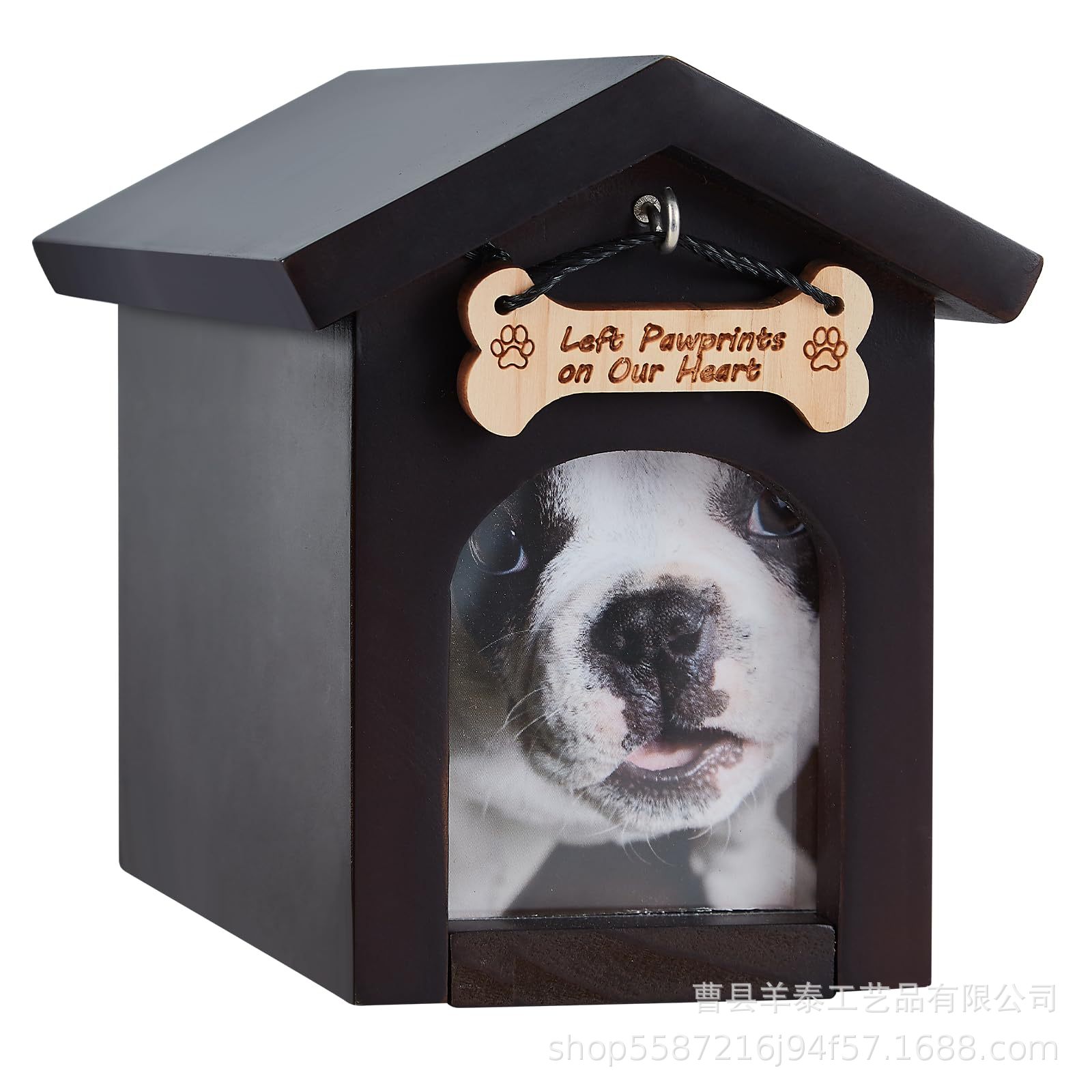 Cross-Border Wooden Pet Urn with Photo Frame Dog Tag Hook Memorial Box Pet Funeral Supplies Ashes Memorial Box