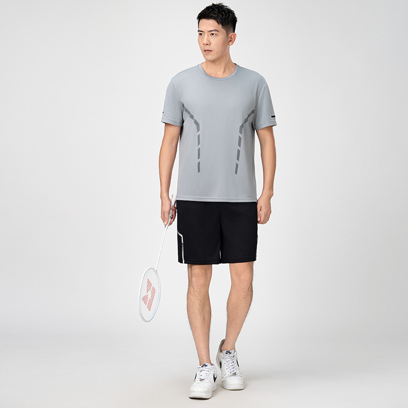 Summer Men's Large Size Ice Silk Thin Short-Sleeved Shorts Two-Piece Set Casual T-Shirt Set with Cool Feel 68