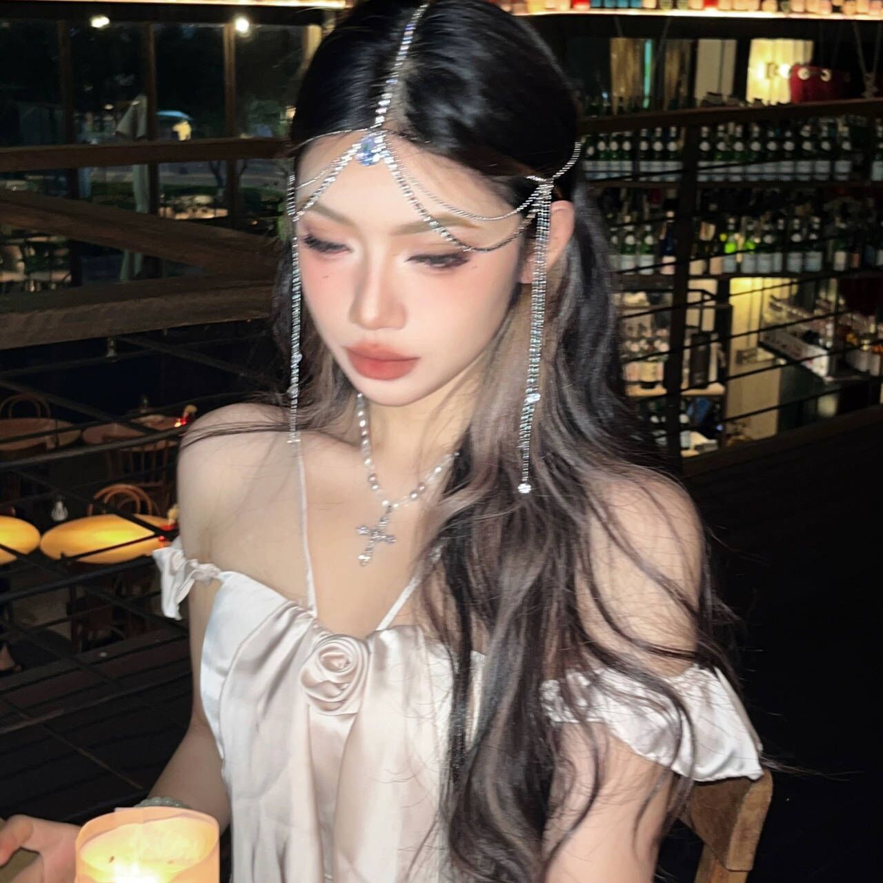 Pure Desire Crystal Eyebrow Pendant Genie Exotic Hair Accessories Antique Tassel Curtain Wedding Dress Forehead Chain Headwear Chain