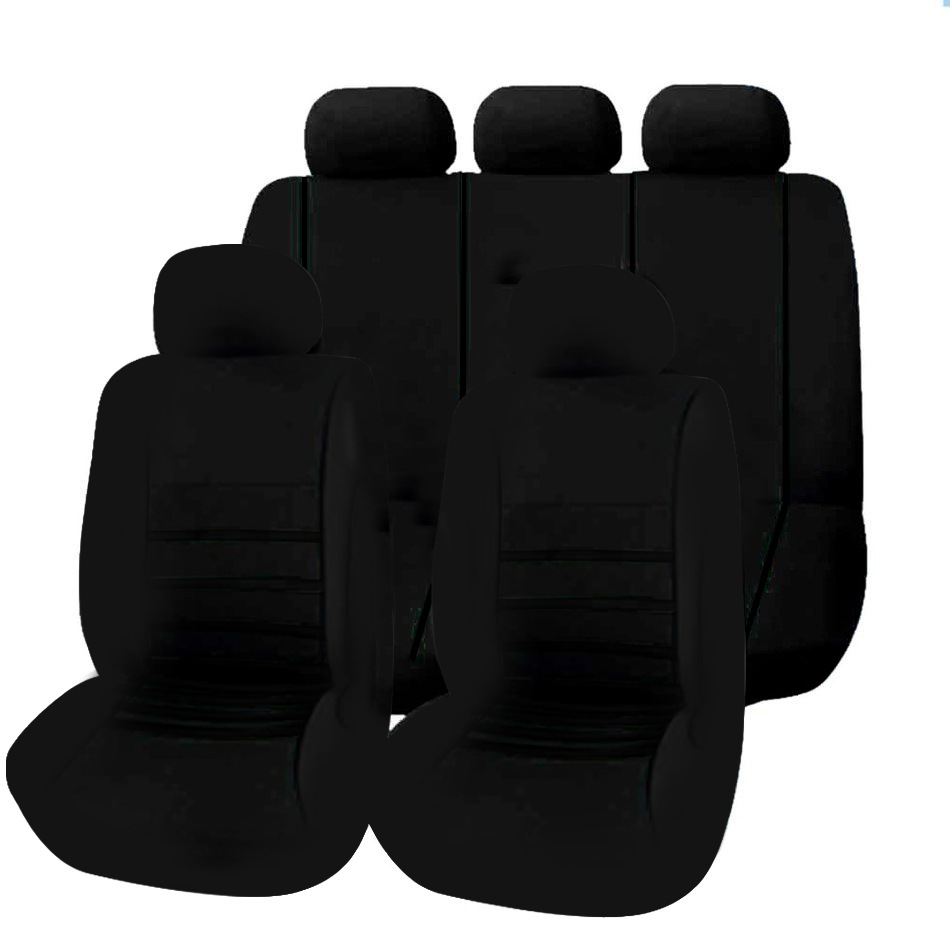 Cross-Border Temu Amazon Mexico Black Waistline Style Universal Five-Seater Car Fabric Seat Cover with Stitching