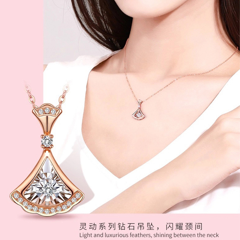 South African Real Diamond Necklace, Non-Fading Pendant with Diamonds, Versatile Jewelry Wholesale, Wedding Fashion Rose Gold Inlay