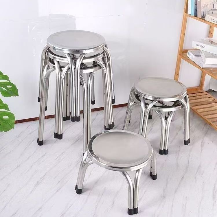 Stainless Steel Round Stool Front Desk Office Stool Nurse Surgery High and Low Stool Workshop Stool Square Stool Canteen Dining Table Chair