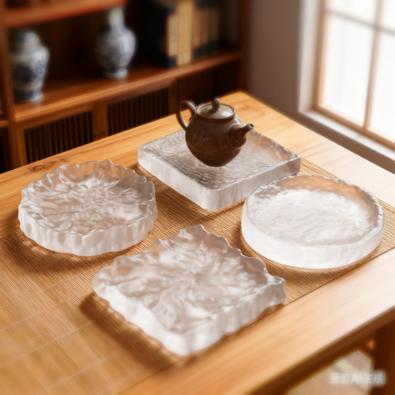 Поднос для чая в японском стиле из стекла для набора Гунфу, подставка для чашки, термоизоляционная подкладка, подставка для чашки, чайный мат, оптовая продажа