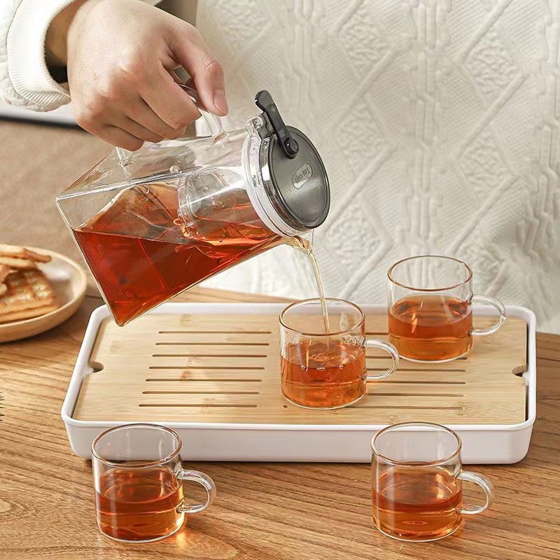 Glass Teapot Butter Cup Thickened Heat-Resistant Explosion-Proof Filter Teapot Home Office Tea Cup Tea Set suit