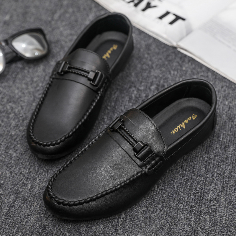 Doudou Shoes Men's Summer 2025 New British Style Business Casual Leather Shoes One-Leg Driving Soft-Soled Loafers Trbottomy Shoes