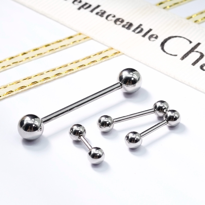 Кросс-бордерные готовые украшения для пирсинга, нержавеющие стальные пирсинги для языка с двойными шариками