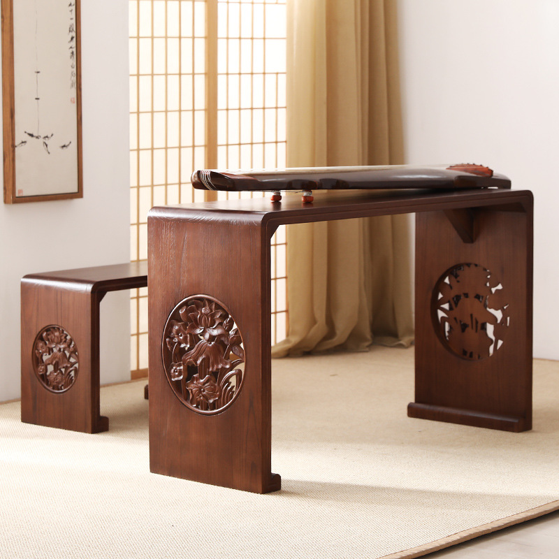 Стол и стул из цельного дерева для гуцина, резонансный стол, новый стол для каллиграфии, стол для китайских исследований и стулья, стол для каллиграфии и живописи, стол для игры в го, стол для чайного искусства