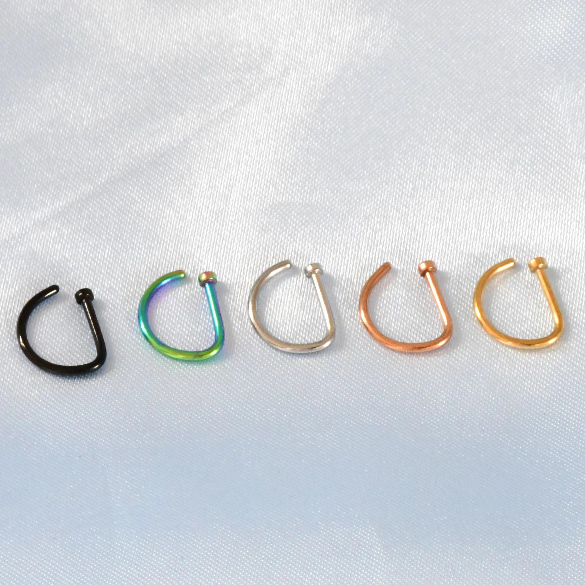 Cross-border explosions new D-type nose ring nose nail 0.8/1.0mm non-perforated lip nail lip ring factory wholesale direct sales