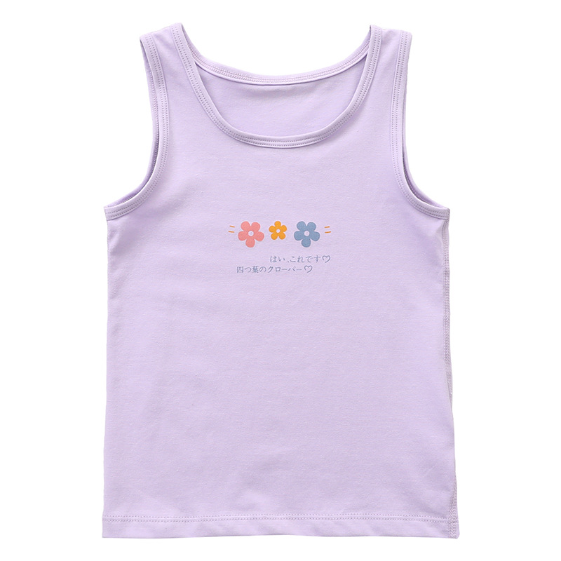 Boneless Children's clothing summer new pure cotton children's vest camisole boys and girls cartoon printed round collar shirt one-piece delivery