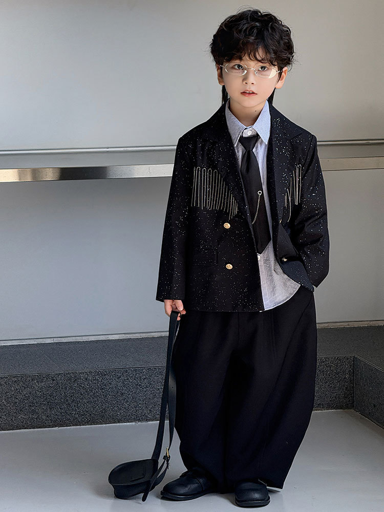 Suit Set 2025 Spring and Autumn New Style Host Runway Casual Shirt Children's Small Suit Top Trendy Drop Shipping