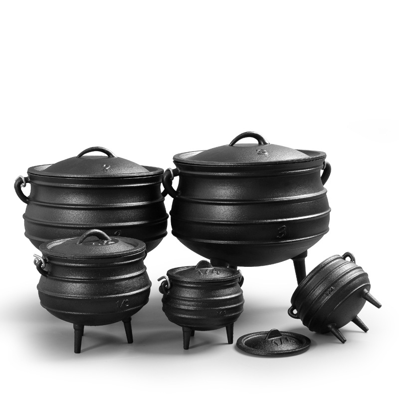 Cast Iron Ding Outdoor Camping Large-size Stew Pot with Legs Bonfire Party South African Pot Cooking Pot