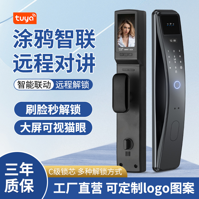 Замок с отпечатком пальца Умный дверной замок Граффити Визуальный интерком Электронный замок Распознавание лиц Умный замок Дистанционное управление
