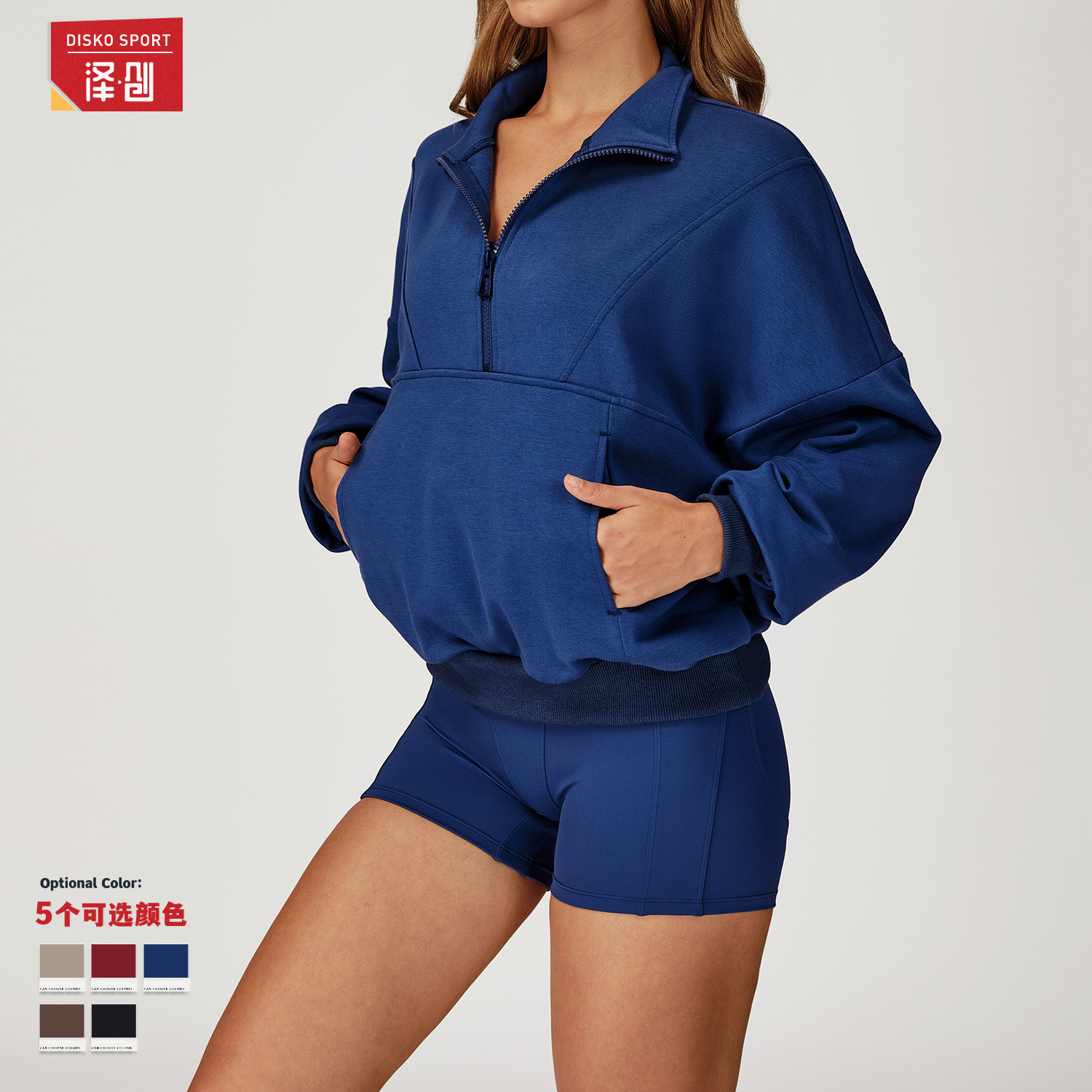 Zechuang Autumn and Winter Casual Sweatshirt Zipper Windproof Warm Versatile Loose Sweatshirt Women's Outdoor Running Sportswear 4509