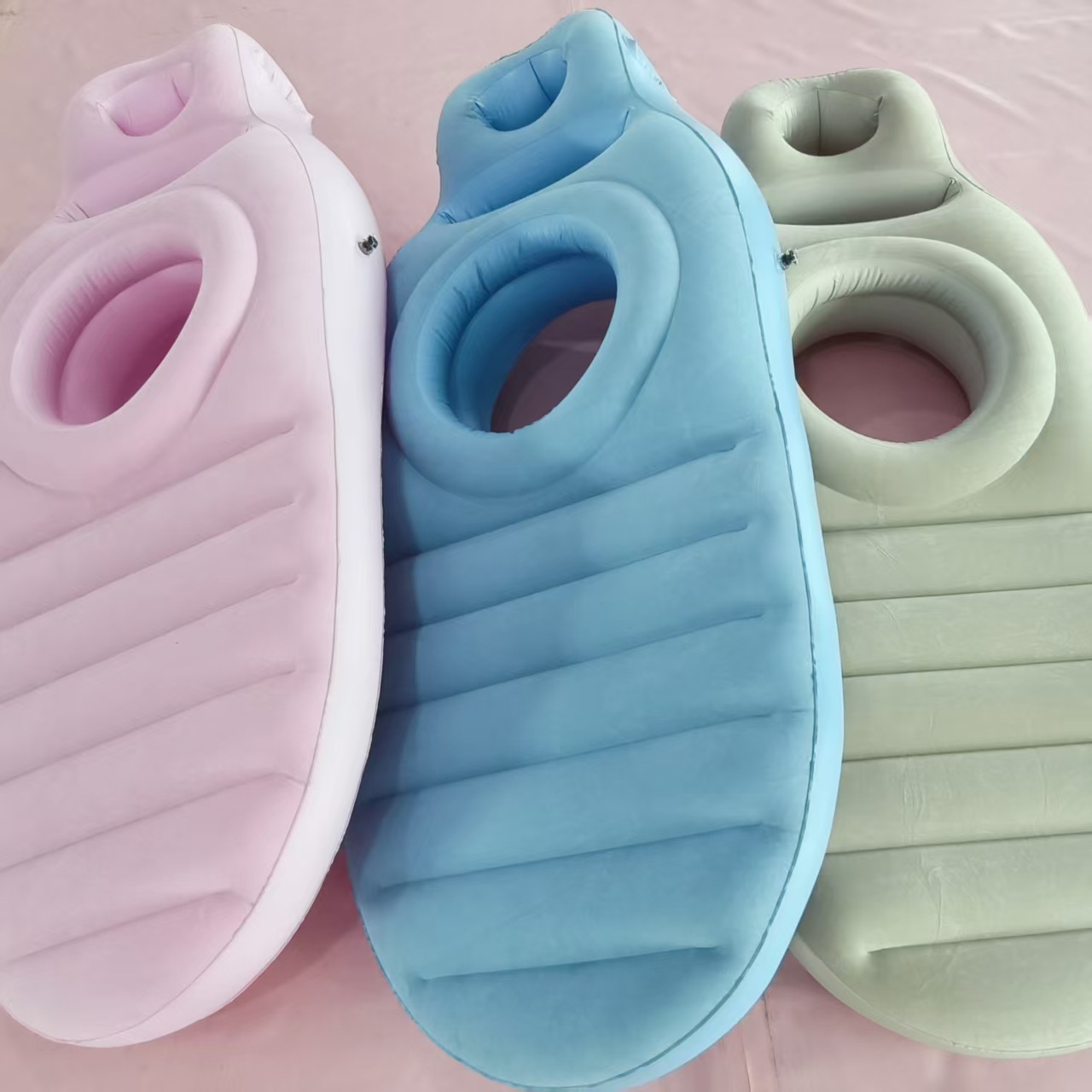Inflatable Pregnant Women Air Cushion Cross-border in stock PVC Inflatable Pregnant Women Cushion Sleeping Mattress Concave-convex Comfortable Pregnant Women O-type Sleeping Mat