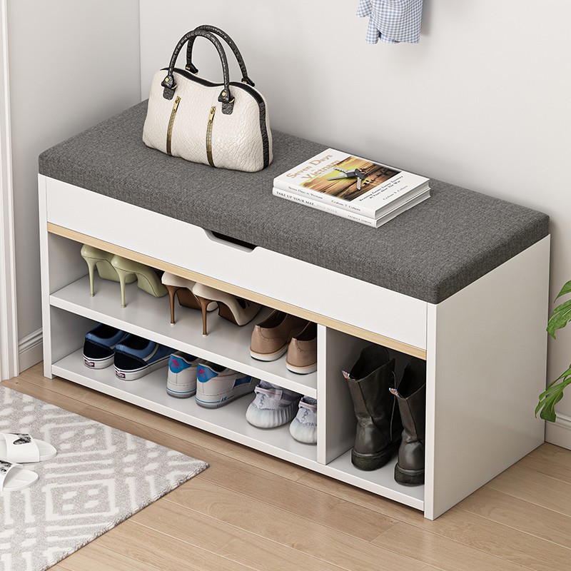 Входная скамейка для обуви с интегрированным шкафом для обуви и полкой, многофункциональная скамейка для смены обуви