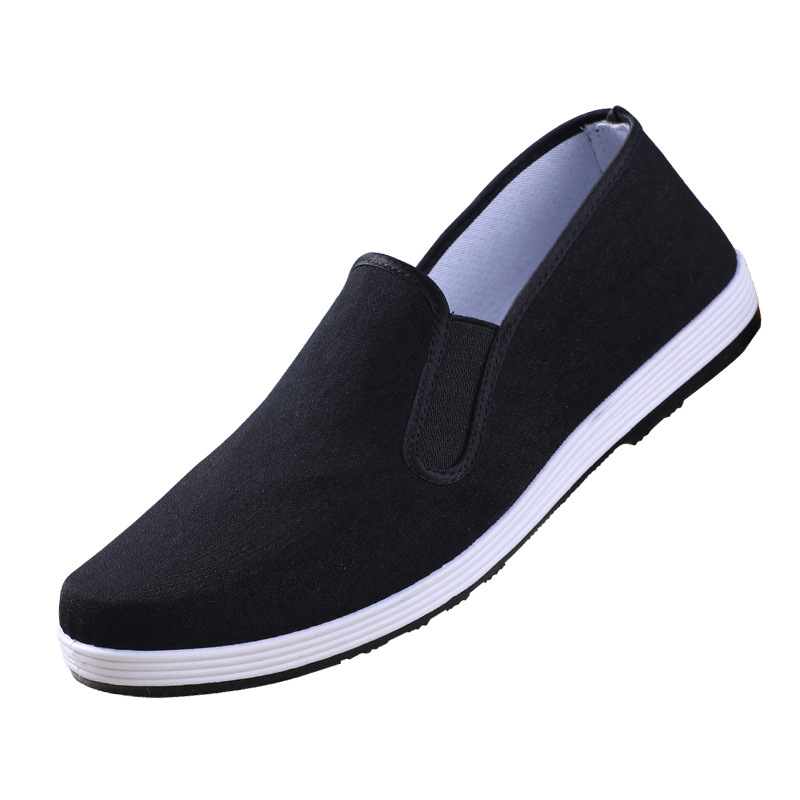 Old Beijing Cloth Shoes Men's Soft Sole Breathable Driving Work Shoes Black Rubber Sole Imitation Layered Sole Single Shoes Cloth Shoes for Men