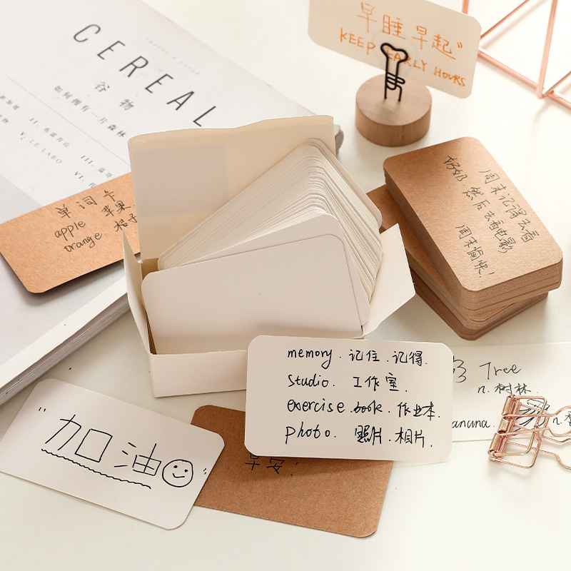 Casual Blank Card Kraft Card Black Card Graffiti Card Message Card English Word Card Box 100 Rounded Corners