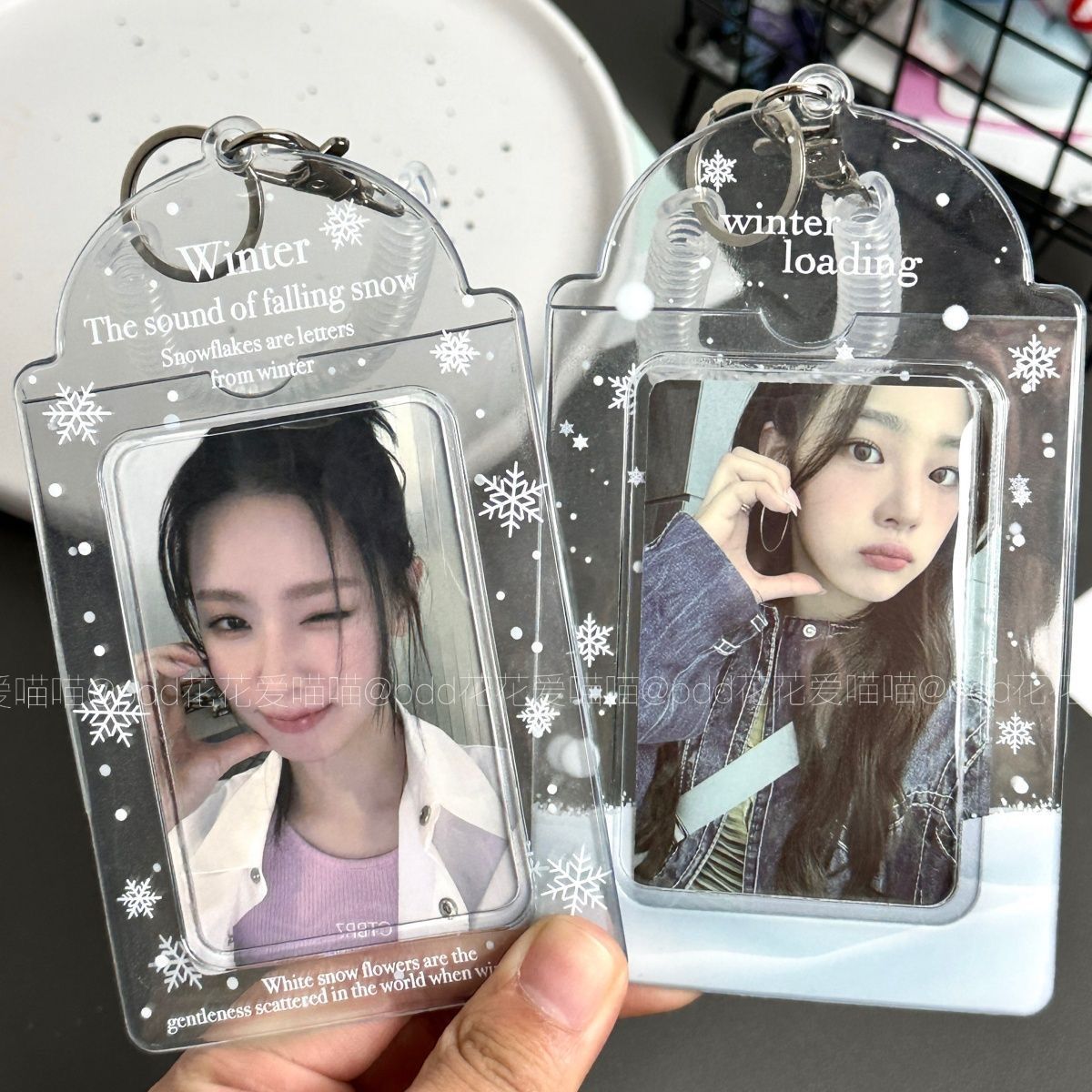 Оригинальный зимний прозрачный держатель для карт с снежинками ПВХ для хранения мелких карт