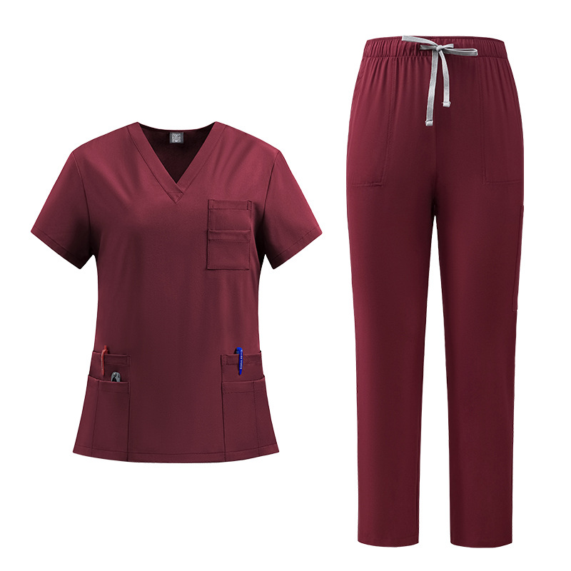 Nurse Uniforms for Male and Female Doctors, Skin-Friendly and Comfortable Hand Washing Clothes, V-Neck Suits, Medical Care Special Work Clothes, Cross-Border Amazon