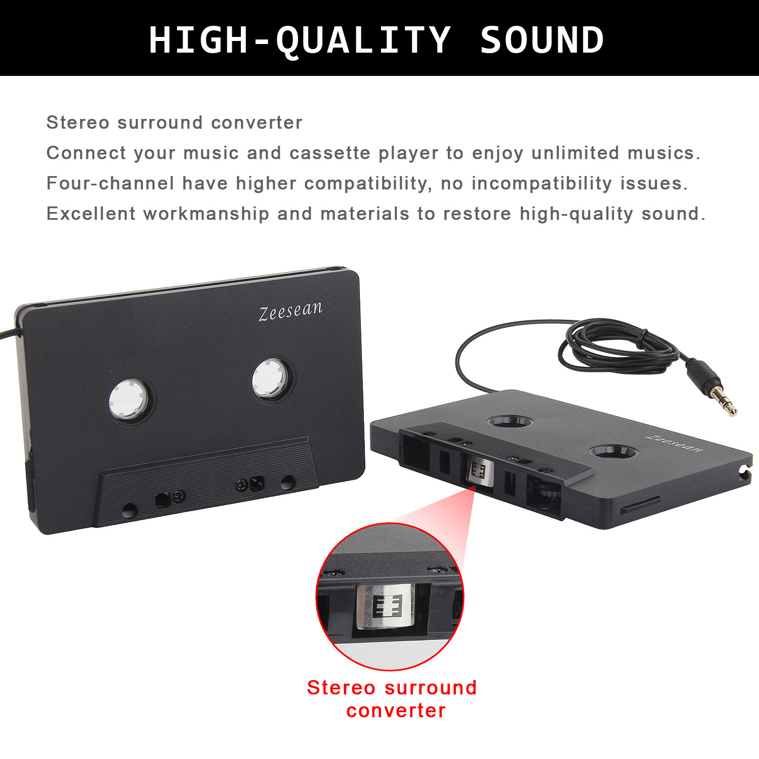 Bluetooth tape converter dual channel stereo tape cassette converter MP3
